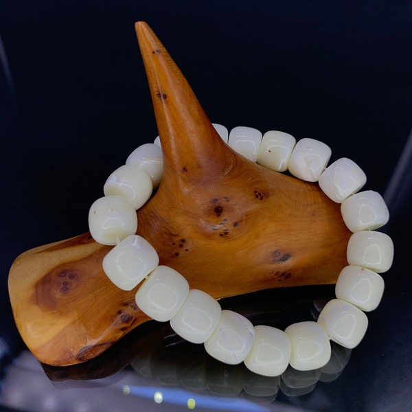 Чётки кеджу раковина моллюска 19 бусин 10х12 мм
			