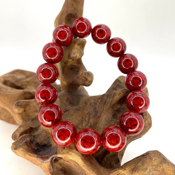 Четки киноварь 15 бусин 14 мм 