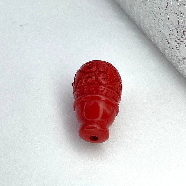 Голова Будды киноварь 12х20 мм 