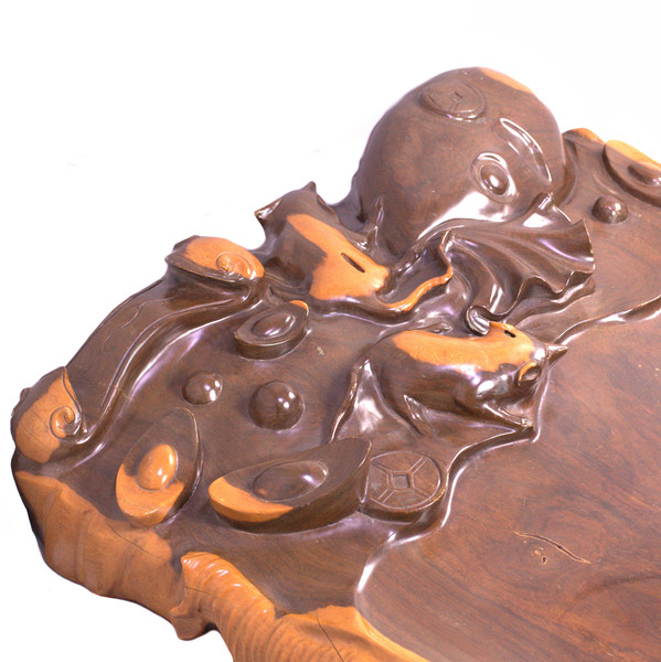 Чайный столик из эбенового дерева с символами процветания и полного фэн-шуй