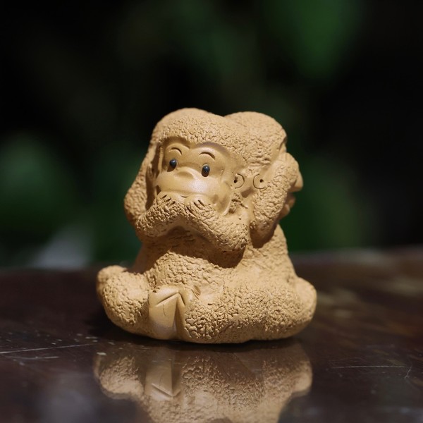 Фигурка глина Три обезьяны желтые