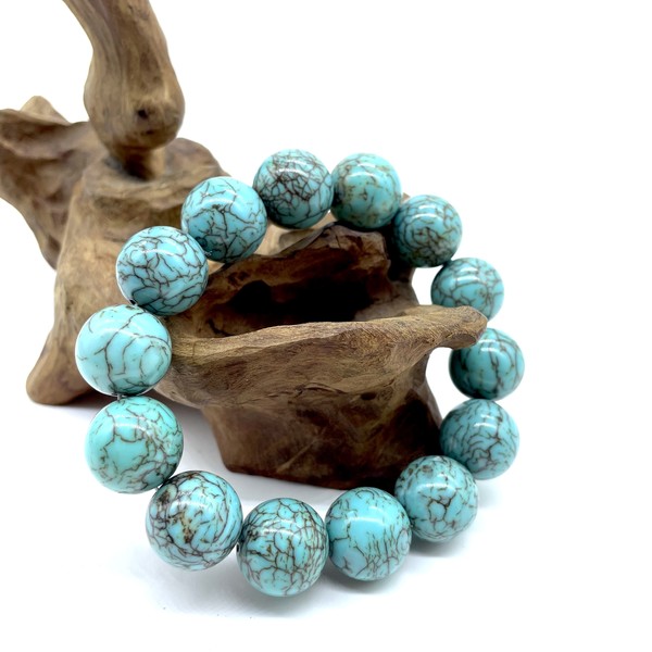 Четки бирюза имитация 14 бусин 16 мм
			