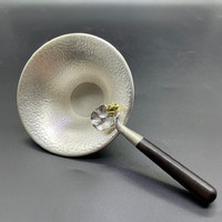 Сито серебро Золотая лягушка на лотосе ручка сандал 65 гр 80 мм