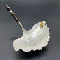 Сито серебро Цикада на листе гинкго ручка бамбук 48 гр