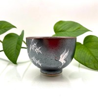 Чашка фарфор глазурь журавль и бамбук 90 мл 