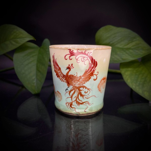 Чашка фарфор глазурь феникс 65 мл
			