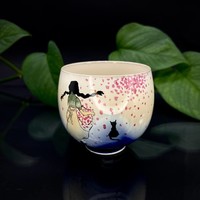 Чашка фарфор глазурь девочка и кошка 80 мл