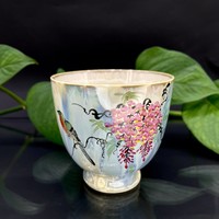 Чашка фарфор глазурь птица на ветке 120 мл